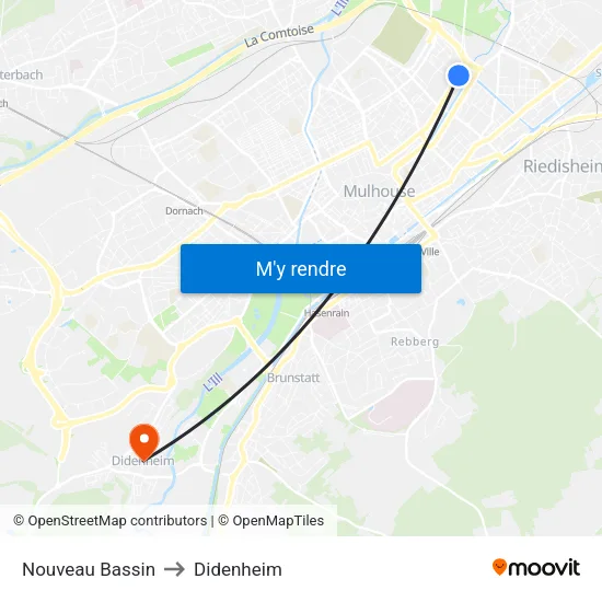 Nouveau Bassin to Didenheim map
