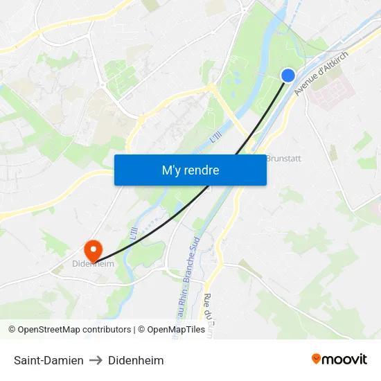 Saint-Damien to Didenheim map
