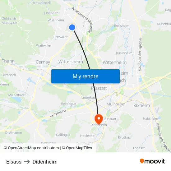 Elsass to Didenheim map