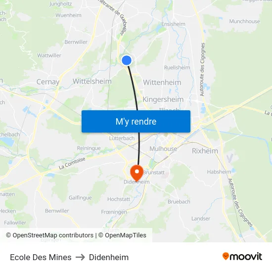 Ecole Des Mines to Didenheim map