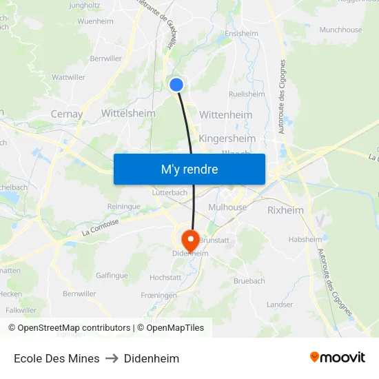 Ecole Des Mines to Didenheim map