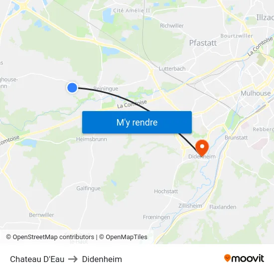 Chateau D'Eau to Didenheim map