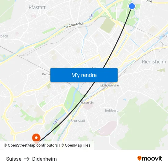 Suisse to Didenheim map