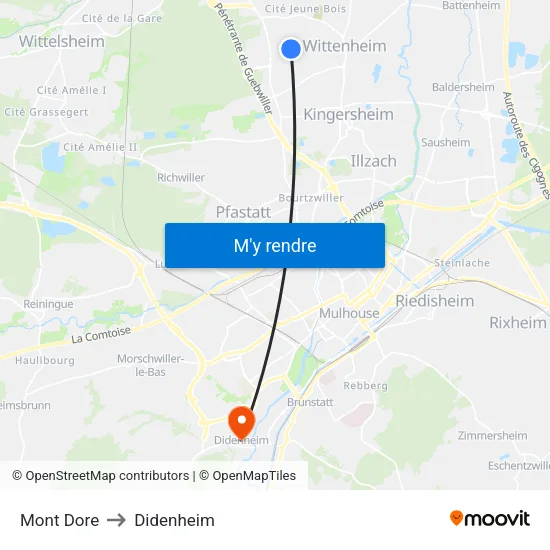 Mont Dore to Didenheim map