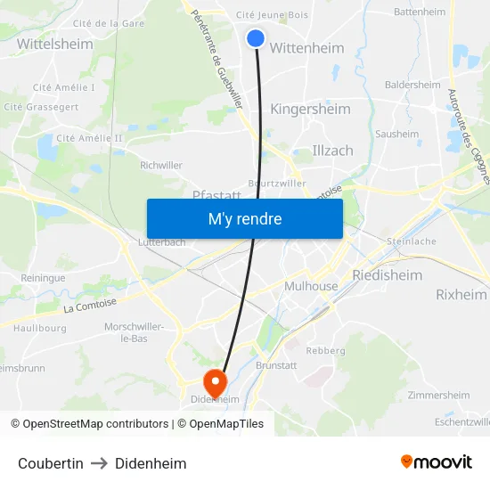 Coubertin to Didenheim map