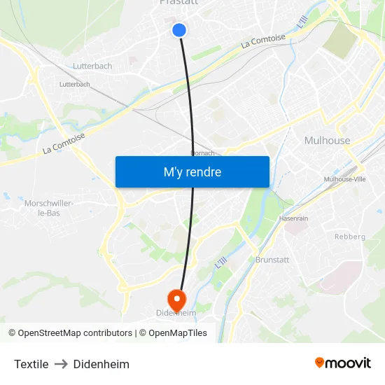 Textile to Didenheim map