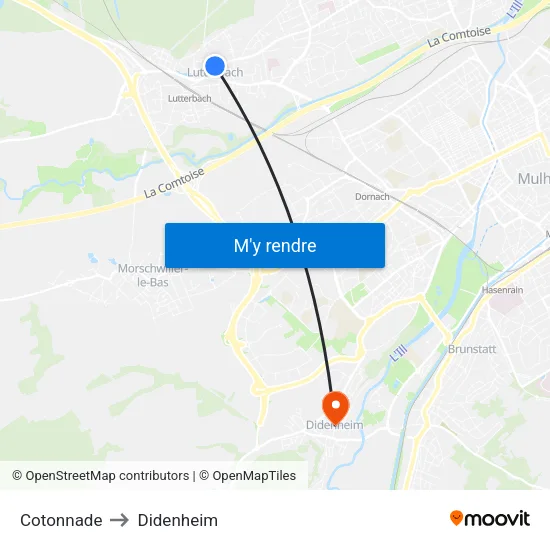 Cotonnade to Didenheim map