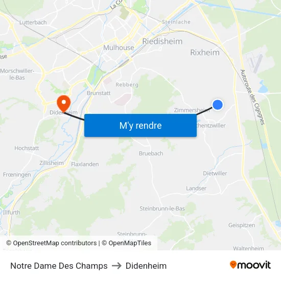 Notre Dame Des Champs to Didenheim map