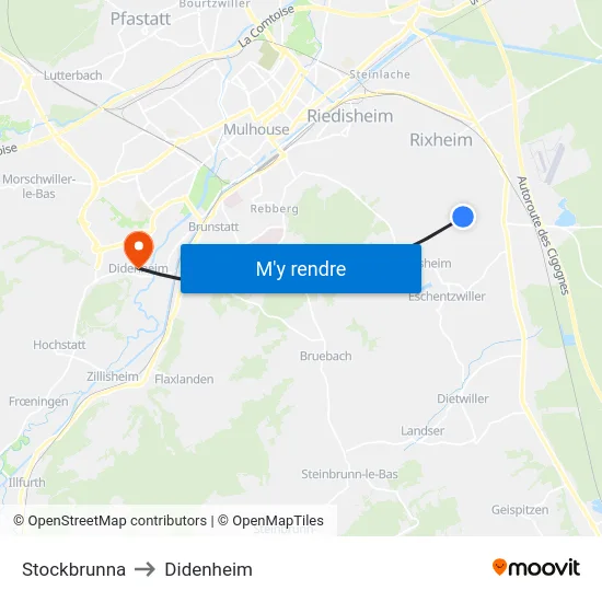 Stockbrunna to Didenheim map