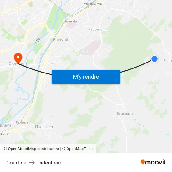 Courtine to Didenheim map
