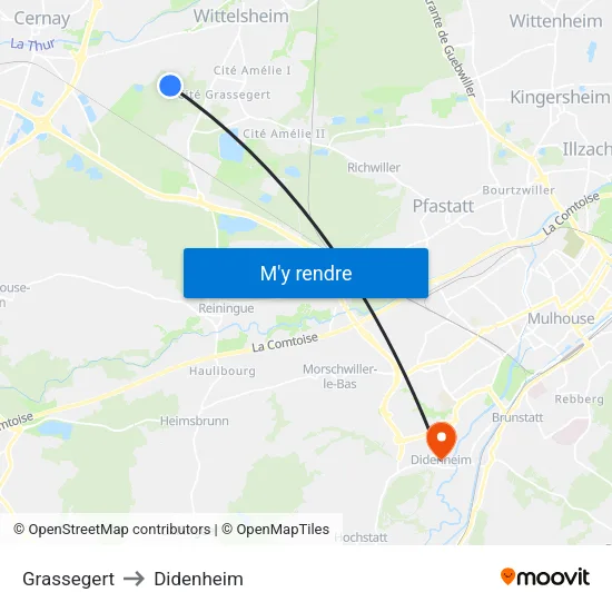 Grassegert to Didenheim map