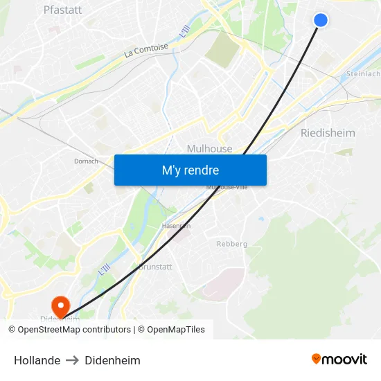 Hollande to Didenheim map