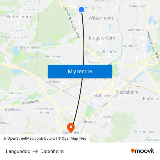 Languedoc to Didenheim map
