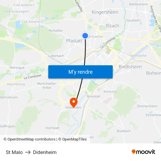 St Malo to Didenheim map