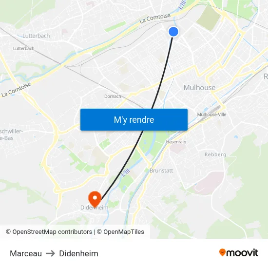 Marceau to Didenheim map