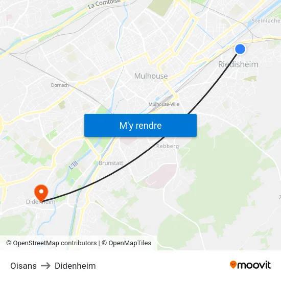 Oisans to Didenheim map