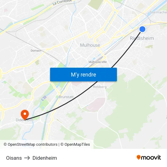 Oisans to Didenheim map