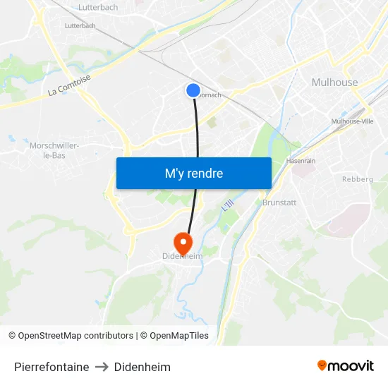 Pierrefontaine to Didenheim map