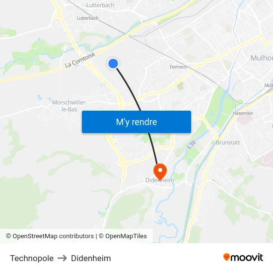 Technopole to Didenheim map