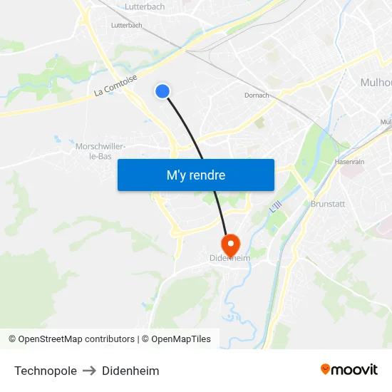 Technopole to Didenheim map