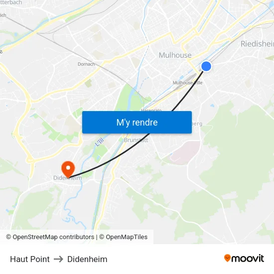 Haut Point to Didenheim map