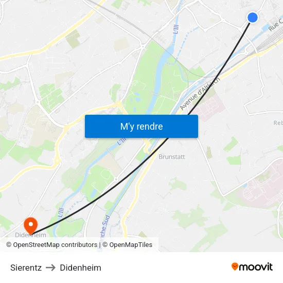 Sierentz to Didenheim map
