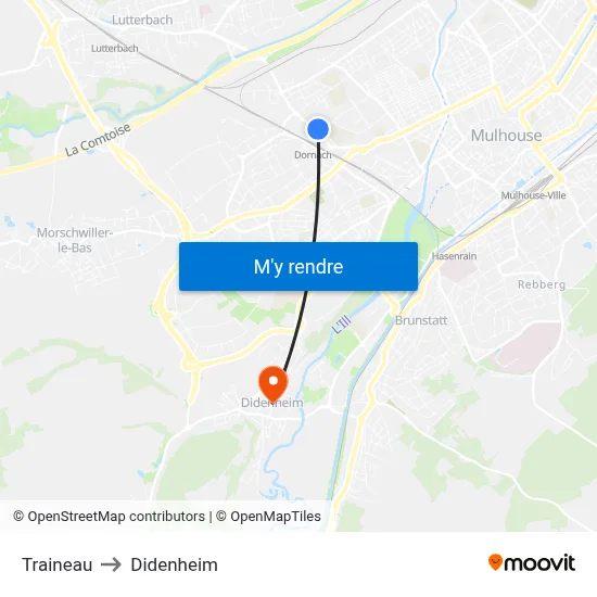 Traineau to Didenheim map