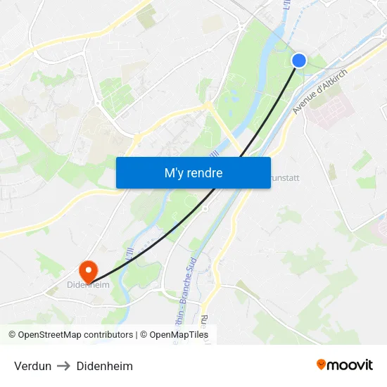 Verdun to Didenheim map