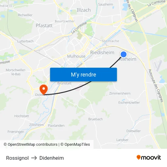 Rossignol to Didenheim map