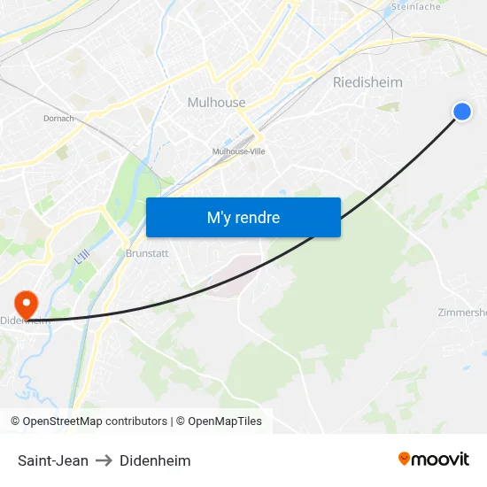 Saint-Jean to Didenheim map