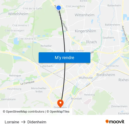 Lorraine to Didenheim map