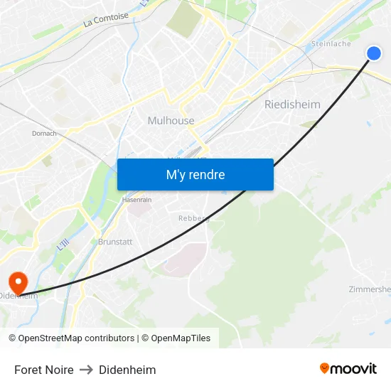 Foret Noire to Didenheim map