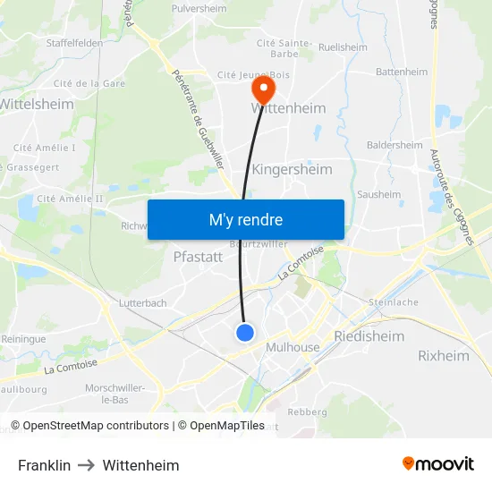 Franklin to Wittenheim map