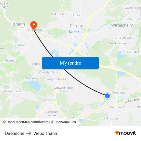 Daensche to Vieux Thann map