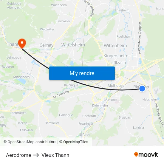 Aerodrome to Vieux Thann map