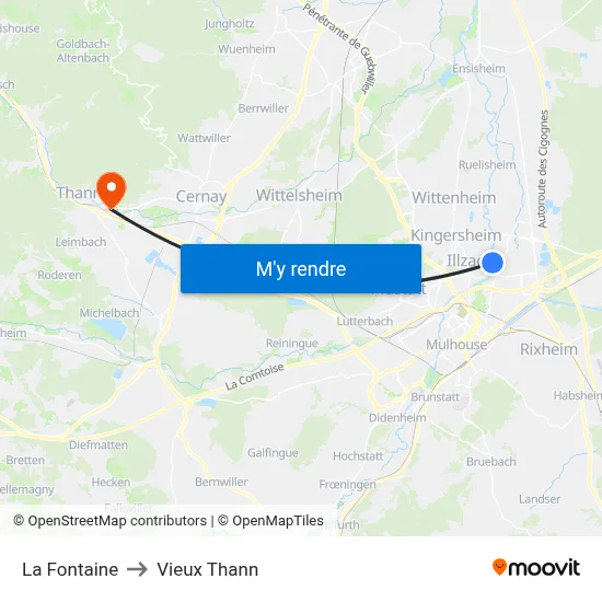 La Fontaine to Vieux Thann map