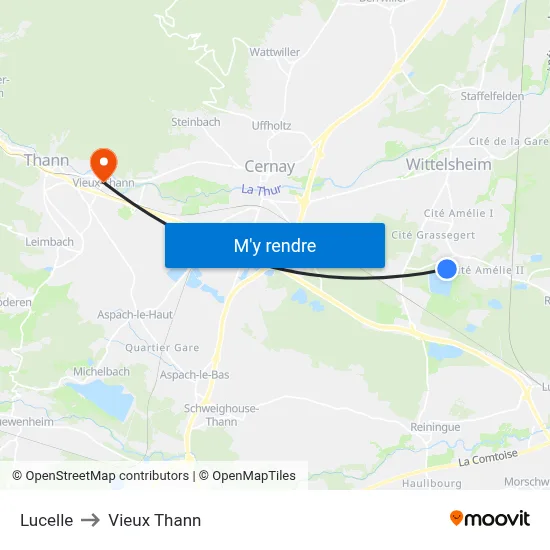Lucelle to Vieux Thann map