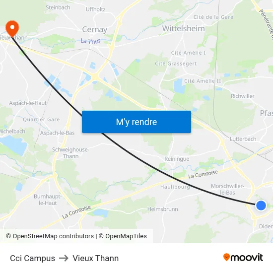 Cci Campus to Vieux Thann map