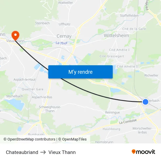 Chateaubriand to Vieux Thann map