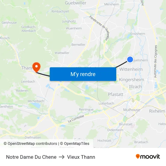 Notre Dame Du Chene to Vieux Thann map