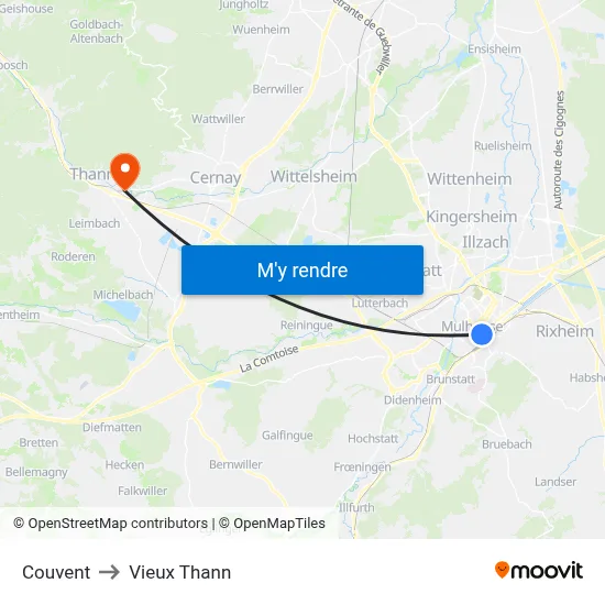 Couvent to Vieux Thann map