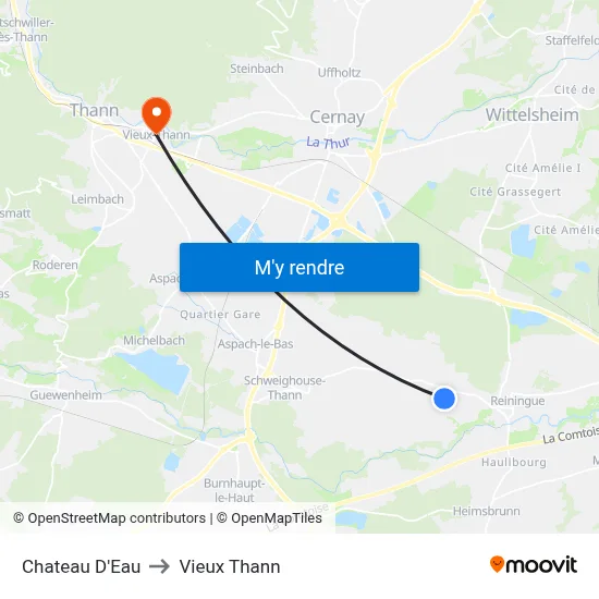 Chateau D'Eau to Vieux Thann map
