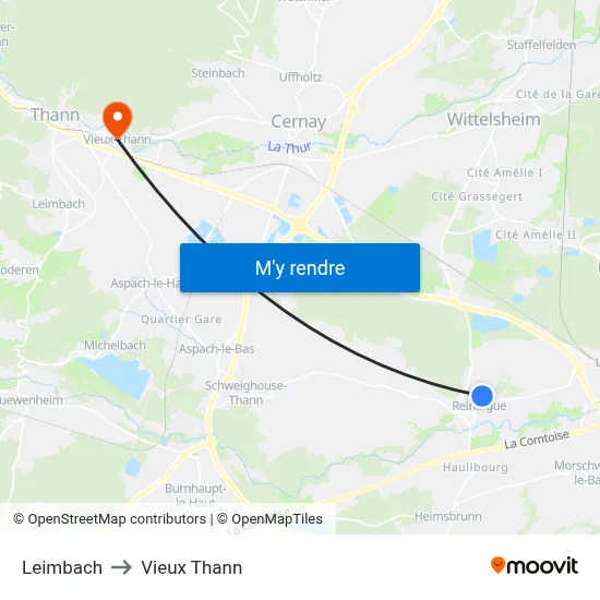Leimbach to Vieux Thann map