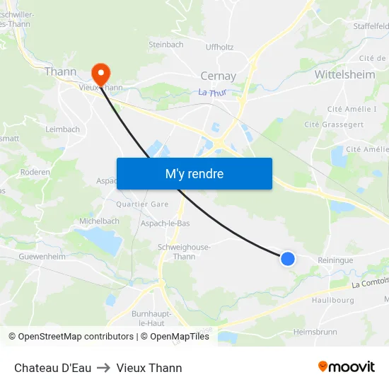 Chateau D'Eau to Vieux Thann map