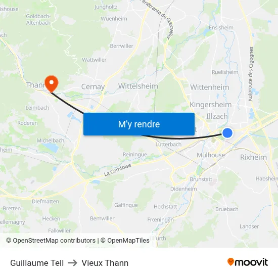 Guillaume Tell to Vieux Thann map