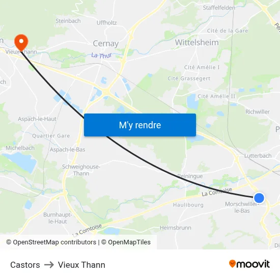 Castors to Vieux Thann map