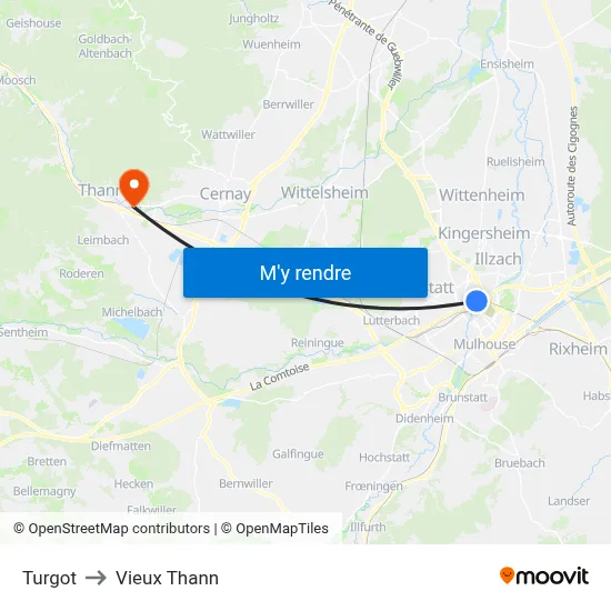 Turgot to Vieux Thann map