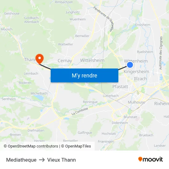 Mediatheque to Vieux Thann map