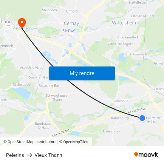 Pelerins to Vieux Thann map