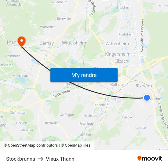 Stockbrunna to Vieux Thann map